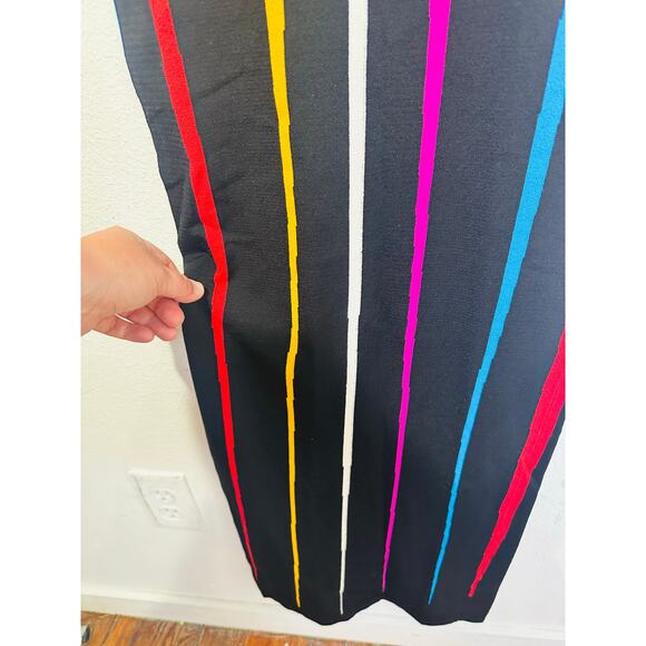 VICTOR GLEMAUD Rainbow Striped Mock Neck Sleeveless Sheath Dress Size XS - Picture 7 of 16